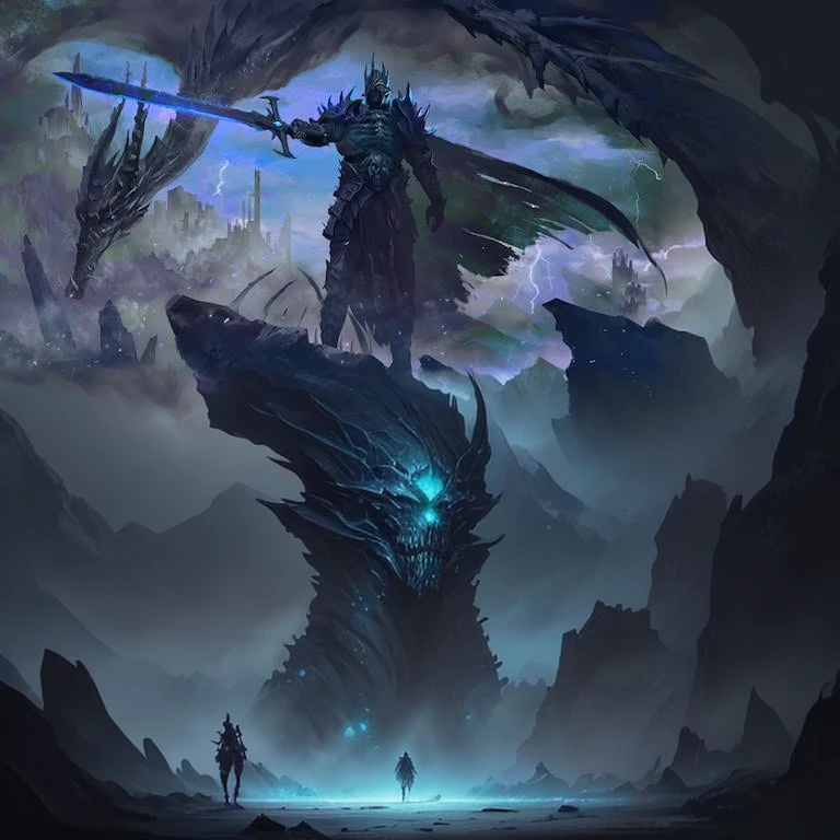 um close de uma pessoa segurando uma espada em um campo, Cavaleiro da morte, the rei lich, rei lich, arte conceitual de fantasia sombria, black sword in the hand of ares, paladino sombrio, Morgoth, epic fantasy concept art, Cavaleiro da morte, arte conceitual de alta fantasia, epic fantasy art style, pouco factual (d&d), arte de estilo fantasia sombria