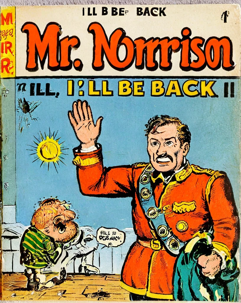 Vintage comic book with title text: "Mr Norrisom (I'll be back) ",