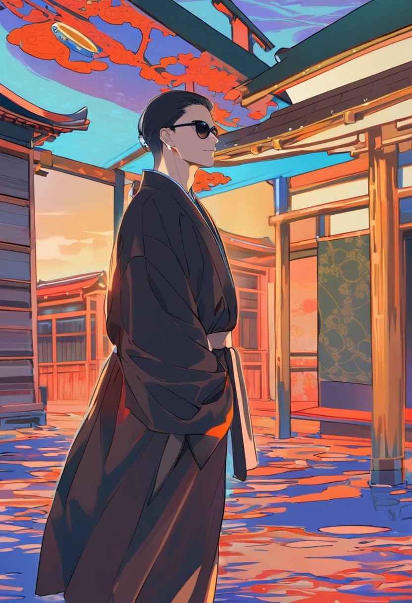 (masterpiece, best quality:1.1),popart,flat color,
men in black,UFO,
Black clothes man,Black sunglasses,japanese,
in EDO era,dynamic angle,dynamic angle,beautiful lighting,photographic portrait, sharp,