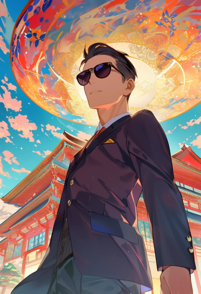 (masterpiece, best quality:1.1),popart,flat color,
men in black,No expression,
Black clothes man,Black sunglasses,japanese,background:UFO floating sky,
in EDO era,dynamic angle,dynamic angle,beautiful lighting,photographic portrait, sharp,