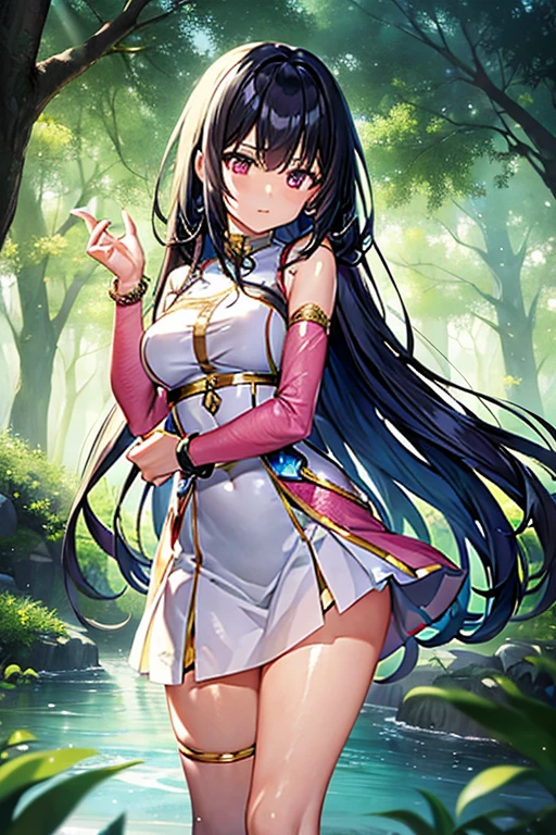A woman appeared in the magical forest.。She had overwhelming magical powers. She was searching for Tomo, who had once fought alongside her.。Hair is black、Above the knee、Silky Skin、Tachisugata、Black Hair、Bracelet