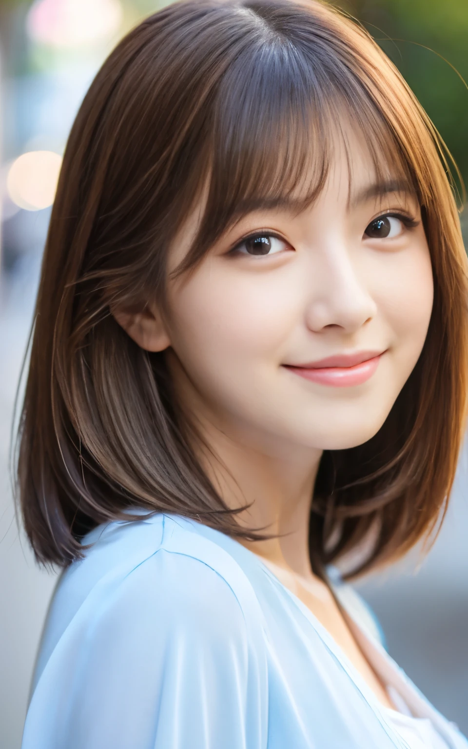 Cute 21 year old Japanese、city、shopping、Super detailed face、Pay attention to the details、double eyelid、Beautiful thin nose、Sharp focus:1.2、Beautiful woman:1.4、(Light brown hair,short hair、),Pure white skin、highest quality、masterpiece、Ultra-high resolution、(Photorealistic:1.4)、Highly detailed and professional lighting、nice smile、Please show me your whole body、Cute Spring Clothes、