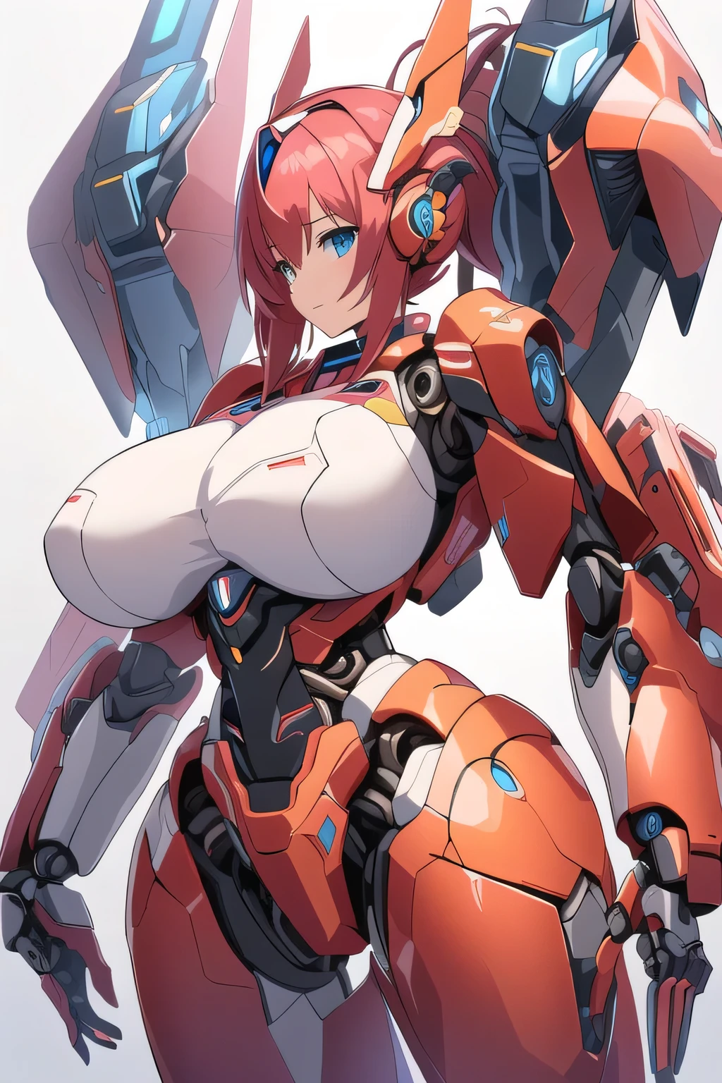 Anime-style image of a woman in a futuristic suit with huge breasts, Biomechanical , Female Mecha, Krentz Kuschaert, Kschaert Krentz Key Art Feminine, Girl wearing mecha cyber armor, Best Anime 4K Konachan Wallpaper, Cyberpunk Anime Girl Mecha, modern mecha anime, A mix of anime robots and organic matter