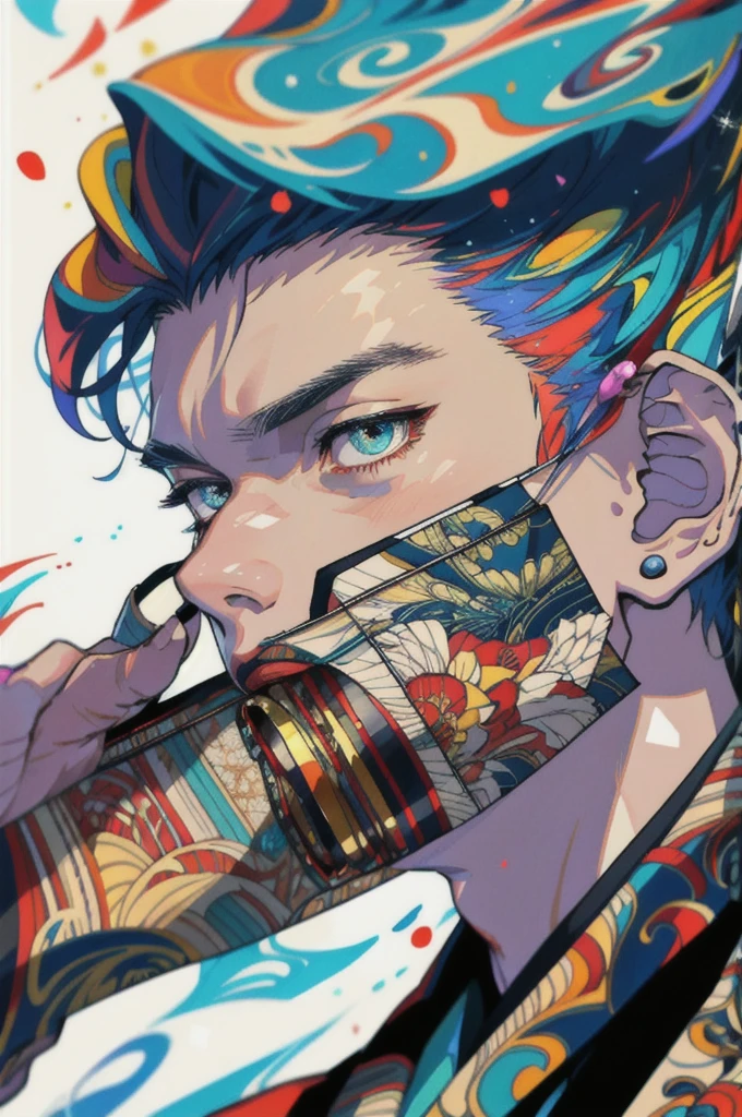 Realistic, (masterpiece, high quality, best quality, formal art), very detailed, colorful, most detailed, gods, short, (magic), handsome man, snowflake