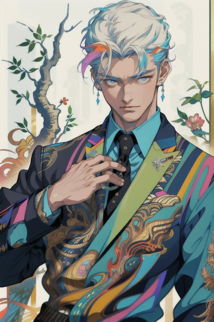 Realistic, (masterpiece, high quality, best quality, formal art), very detailed, colorful, most detailed, gods, short, (magic), handsome man, snowflake