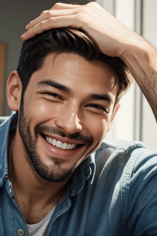 A man smiling with positive thinking