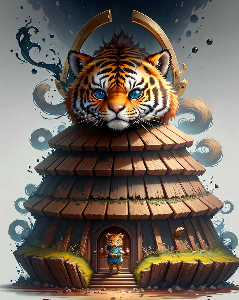 "Create adorable creature masterpieces with inspiring, ultra-detailed concept art. Unleash your inner Cu73Cre4ture programmer with the power of stable diffusion、Let your imagination run wild! ", (Zodiac Tiger), High Detail, 8k