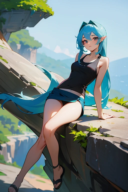 1 girl,
 Lamia,
 Tank top,
 whole body,
 original character,
 Incredibly beautiful girl,
 Delicate, beautiful and attractive face,
 It uses its long tail to climb steep cliffs,
 



