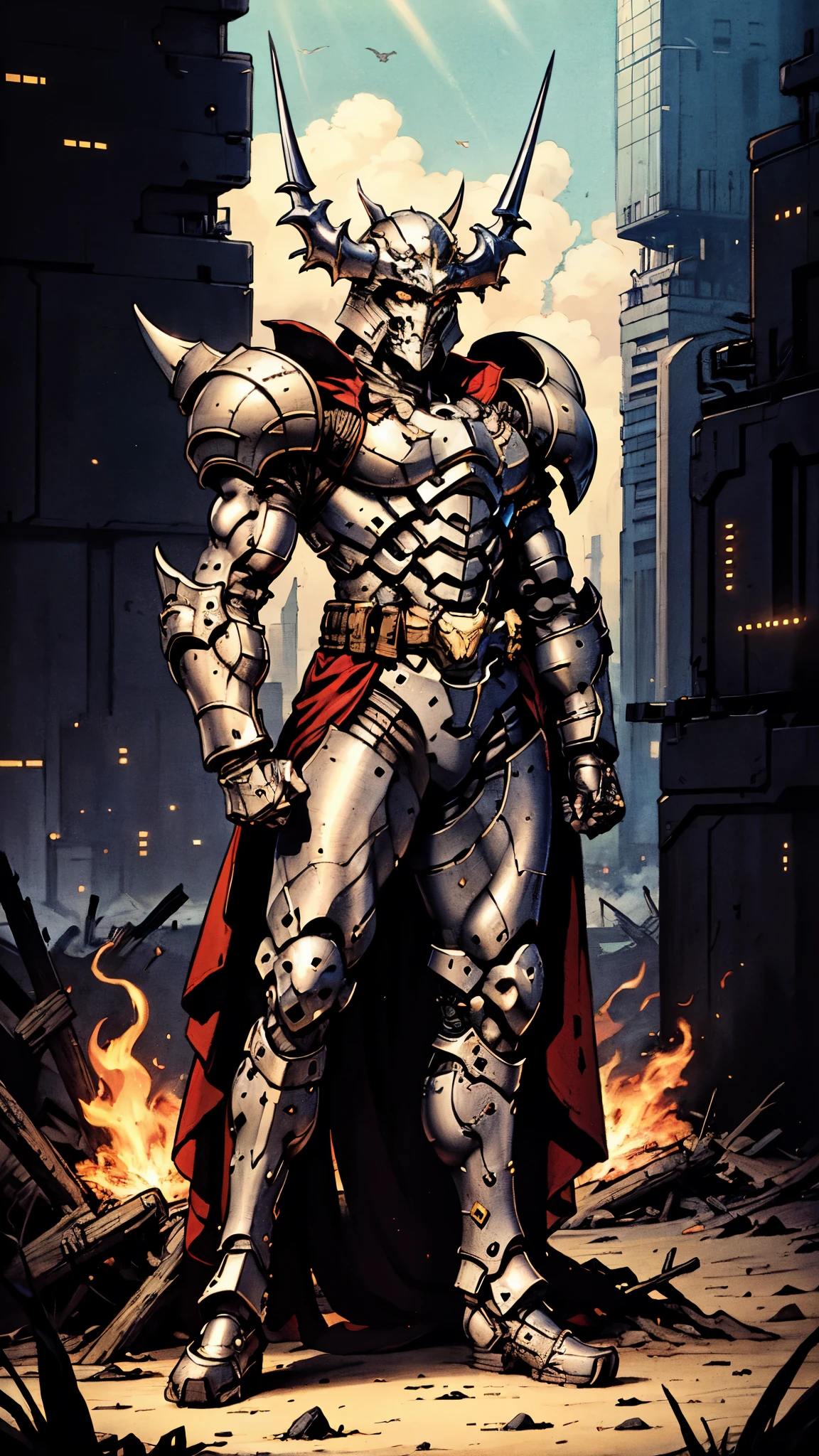 A man wearing a full-face helmet, a fantasy-style biomecha armored combat suit, green eyes, a composite layered chest armor, fully enclosed shoulder guards, matching arm and leg guards, the belt is adorned with dragon claw grasping orbs, primarily black with red accents, the design balances heavy with agility, a high-tech biological armor, concept inspired by dragons,stand on the top of a skyscraper in a futuristic sci-fi city, this character embodies a finely crafted fantasy-surreal style armored hero in anime style, exquisite and mature manga art style, ((male:1.5, element, plasma, energy)), metallic, real texture material, dramatic, high definition, best quality, highres, ultra-detailed, ultra-fine painting, extremely delicate, professional, perfect body proportions, golden ratio, anatomically correct, symmetrical face, extremely detailed eyes and face, high quality eyes, creativity, RAW photo, UHD, 32k, Natural light, cinematic lighting, masterpiece-anatomy-perfect, masterpiece:1.5