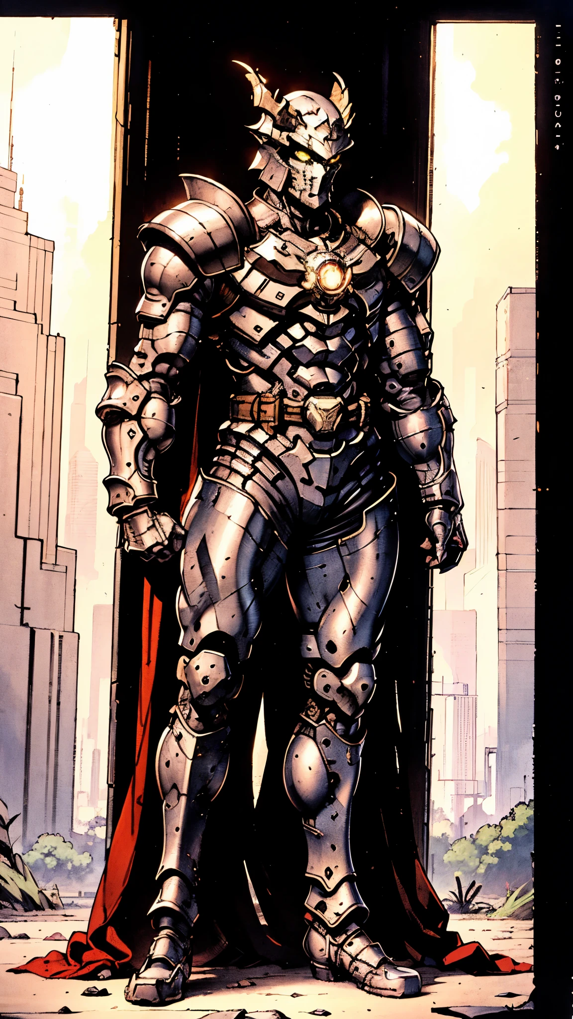 A man wearing a full-face helmet, a fantasy-style biomecha armored combat suit, green eyes, a composite layered chest armor, fully enclosed shoulder guards, matching arm and leg guards, the belt is adorned with dragon claw grasping orbs, primarily black with red accents, the design balances heavy with agility, a high-tech biological armor, (concept inspired by dragons, stand on the top of a skyscraper in a futuristic sci-fi city), this character embodies a finely crafted fantasy-surreal style armored hero in anime style, exquisite and mature manga art style, ((male:1.5, element, plasma, energy, the armor glows)), metallic, real texture material, dramatic, high definition, best quality, highres, ultra-detailed, ultra-fine painting, extremely delicate, professional, perfect body proportions, golden ratio, anatomically correct, symmetrical face, extremely detailed eyes and face, high quality eyes, creativity, RAW photo, UHD, 32k, Natural light, cinematic lighting, masterpiece-anatomy-perfect, masterpiece:1.5