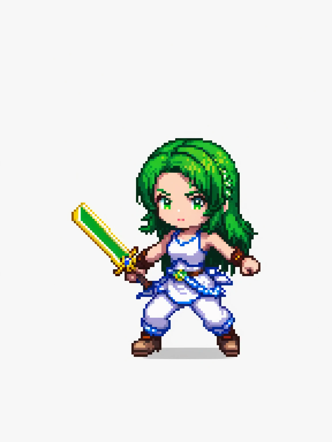 pixel art, Brasil, character de jogo adulto, color white, roupa white, simple white background, game icon, 64 bit style