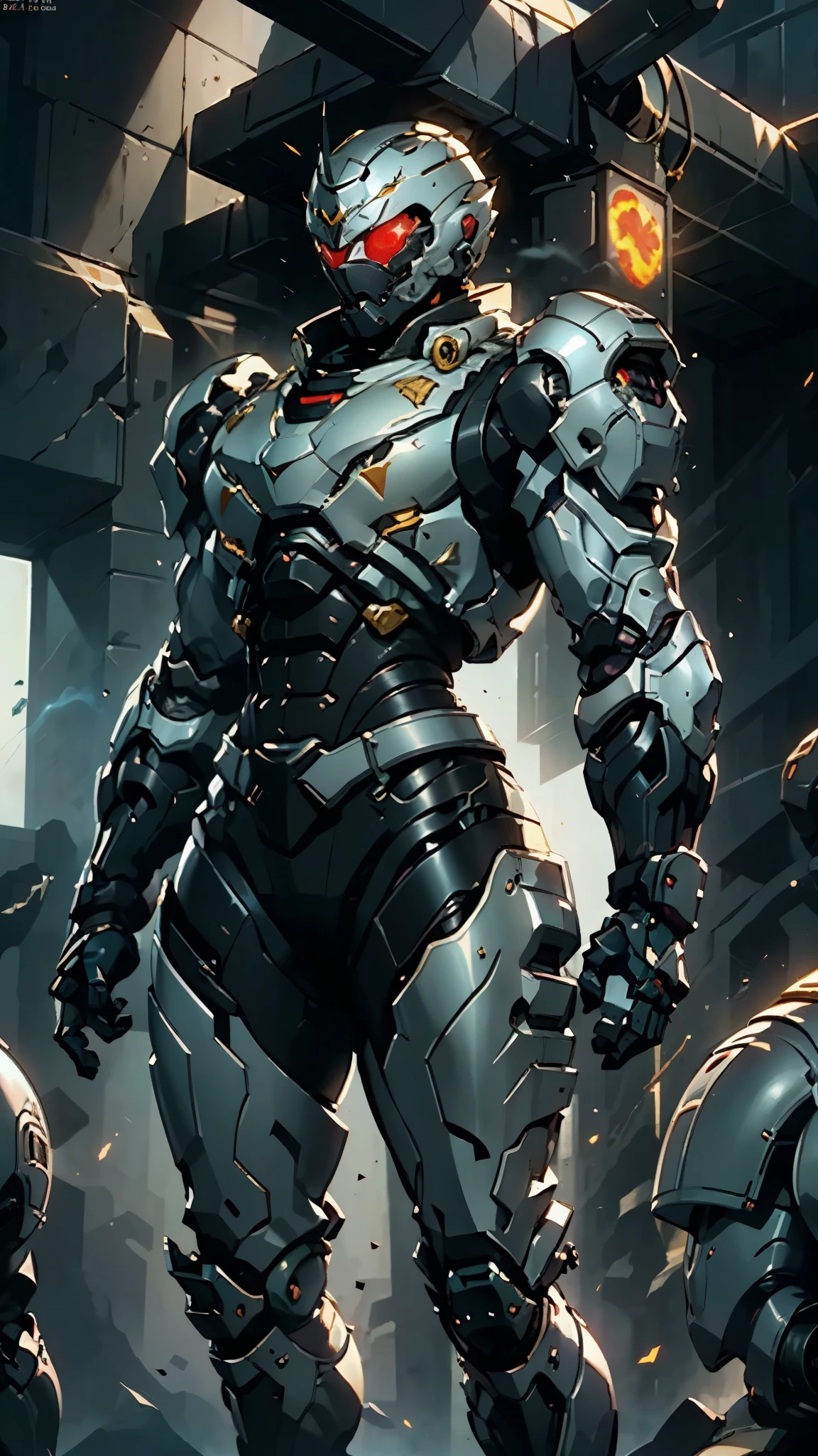 A man wearing a full-face helmet, a fantasy-style biomecha armored combat suit, green eyes, a composite layered chest armor, fully enclosed shoulder guards, matching arm and leg guards, the belt is adorned with dragon claw grasping orbs, primarily black with red accents, the design balances heavy with agility, a high-tech biological armor, concept inspired by dragons,stand on the top of a skyscraper in a futuristic sci-fi city, this character embodies a finely crafted fantasy-surreal style armored hero in anime style, exquisite and mature manga art style, ((male:1.5, element, plasma, energy)), metallic, real texture material, dramatic, high definition, best quality, highres, ultra-detailed, ultra-fine painting, extremely delicate, professional, perfect body proportions, golden ratio, anatomically correct, symmetrical face, extremely detailed eyes and face, high quality eyes, creativity, RAW photo, UHD, 32k, Natural light, cinematic lighting, masterpiece-anatomy-perfect, masterpiece:1.5