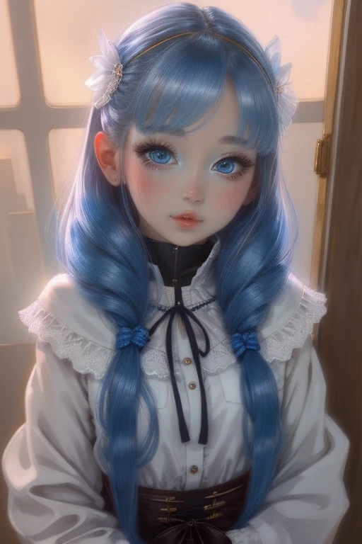 highest quality、One Girl、blue eyes、Young realistic anime girl、Realistic anime art style、Captivating look　、８hair