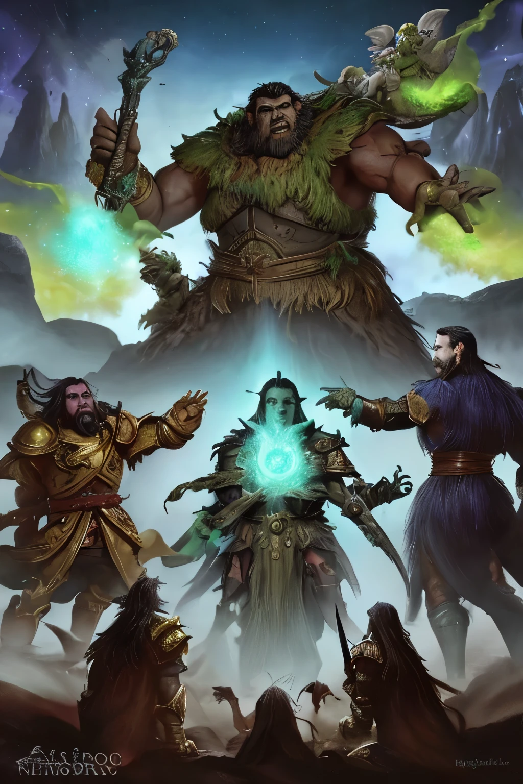 Mundo de fantasia en guerra total, los 4 reinos en guerra, humanos, orcos, elfos y enanos