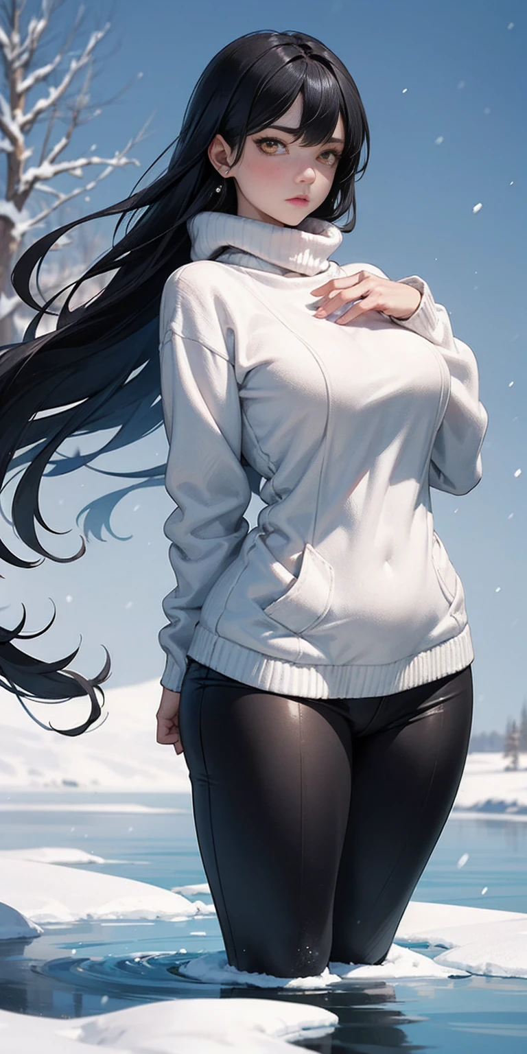 Photo of a beautiful 22-year-old Spanish woman only wearing a bra and leggings, cuerpo perfecto pecho perfecto, pelo negro,parado frente al horizonte de una ciudad al amanecer, cabello medio desordenado, Cuerpo desnuda delgado y perfecto, tiro medio de la parte superior del cuerpo, mirando a la camara, sonrisa corta, poca profundidad de campo, 8k UHD, digital slr camera, soft lighting, alta calidad, fotorrealista, realism, hyperrealism