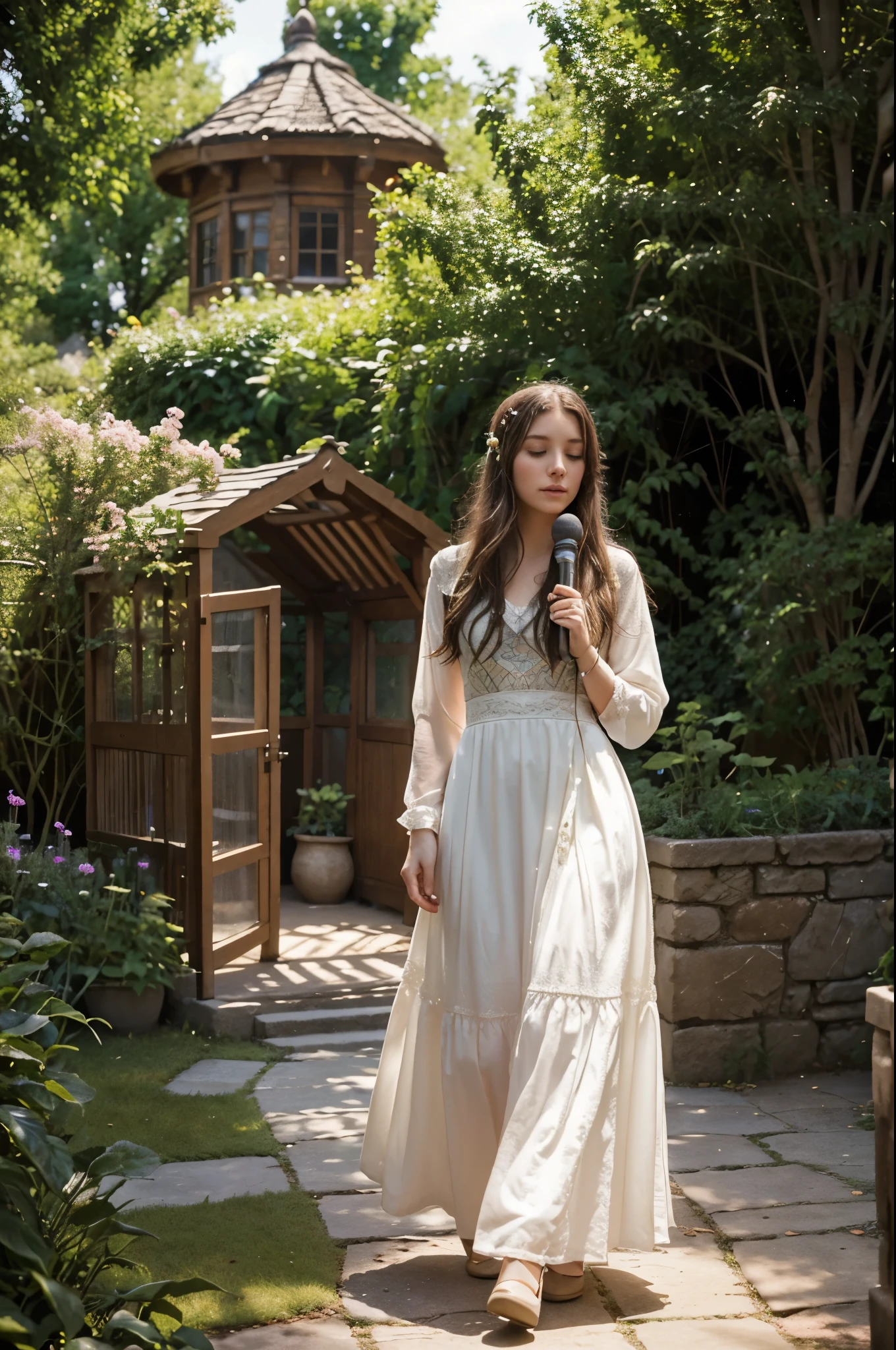 In the enchanted aviary somewhere in the village of Harmonia lived Cadence. A beautiful and talented girl with an amazing voice. But she never let anyone hear her music.
One day, Cadence was walking in the garden. She saw a serene space where no one can hear her song.