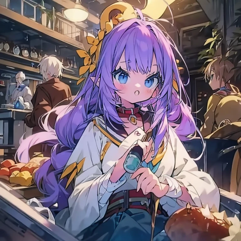 A group of anime characters, various anthropomorphic animals, including cat girls, elves, and mechas, were making trouble around the table.，Enjoying food and drinks，The atmosphere is lively and lively。The roles have（Beautiful and delicate eyes，Beautiful and delicate lips，Extremely detailed eyes and face，Long eyelashes）。They are depicted in popular anime style，Set in an otherworldly environment with fantasy elements。The scene resembles a still from the TV anime series，Captures moments of everyday life in the world of animation。 This work of art has（high quality：1.2、4k resolution、lifelike），Featuring ultra-detailed visuals，Exhibits complex design of characters and environments。