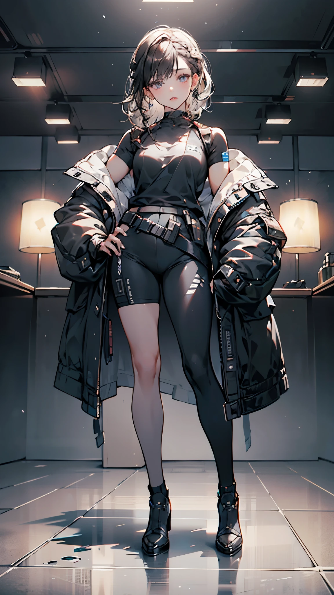 Realistic,masterpiece,best quality,cinematic lighting,natural shadow,highest detail,professional photography,detailed background,depth of field,insane details,intricate,aesthetic,detailed face,subsurface scattering,realistic hair,realistic eyes,
r1ge,1girl,muscular,photo of a girl,20yo,full body,french braid hair,crew cut,looking at viewer,Cyberbike,CyberAircraft,SPMAV,
techwear,
Neonpunkai,
