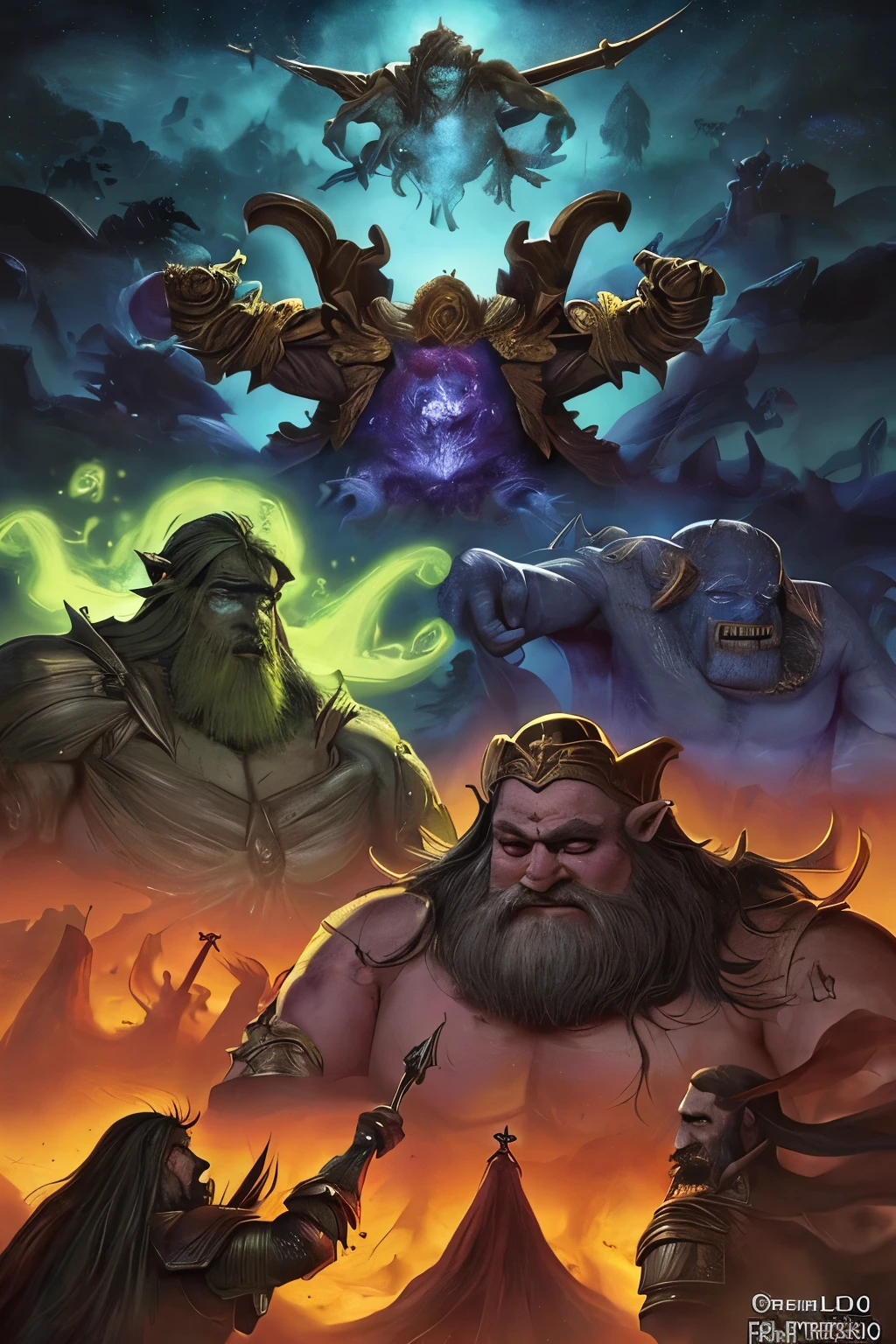 Mundo de fantasia en guerra total, los 4 reinos en guerra, humanos, orcos, elfos y enanos