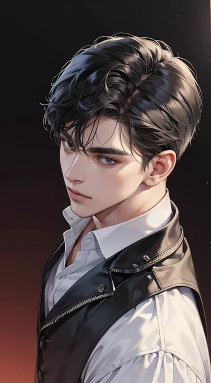(best quality, masterpiece, 8K, photorealistic, cinematic lighting, 1:4 hdr image, top view, ultra detailed, beautiful image), a mature man, very handsome, short black hair, black eyes, perfect face without errors , (CEO)