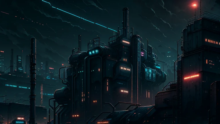 factory,City,night,cyber punk