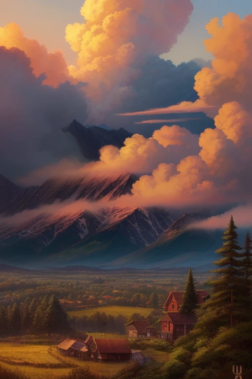 A highly detailed anime illustration,
landscape,
vintage, dreamy,  drawing, trending on artstation, UHD, (((by Quentin de Warren))):1.8, atmosphere, luminosity