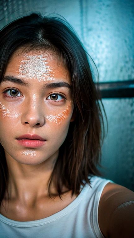 Realistic supernatural photos,8k, best quality, masterpiece, Ultra-high resolution, (realism: 1.4), original photo, (Realistic skin texture: 1.3), (Film Grain: 1.3), (Selfie Angle), 1 girl, Beautiful eyes and face details, masterpiece, best quality, close up, Upper Body, Looking at the audience