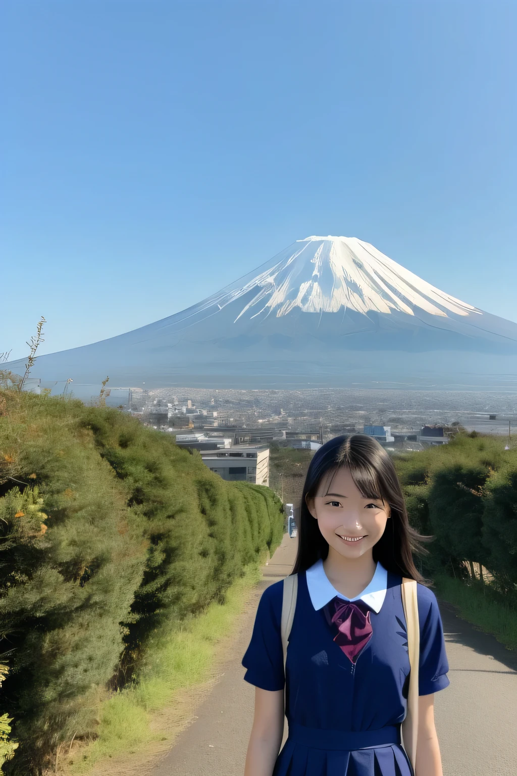 Mount Fuji and high school girls