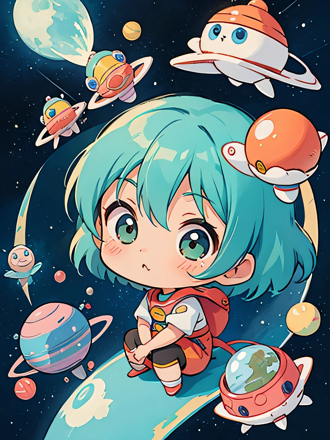 Akira Toriyama Style, Kawaii Design, most beautiful girl ever、Chibi, Space Travel, Cute Martian