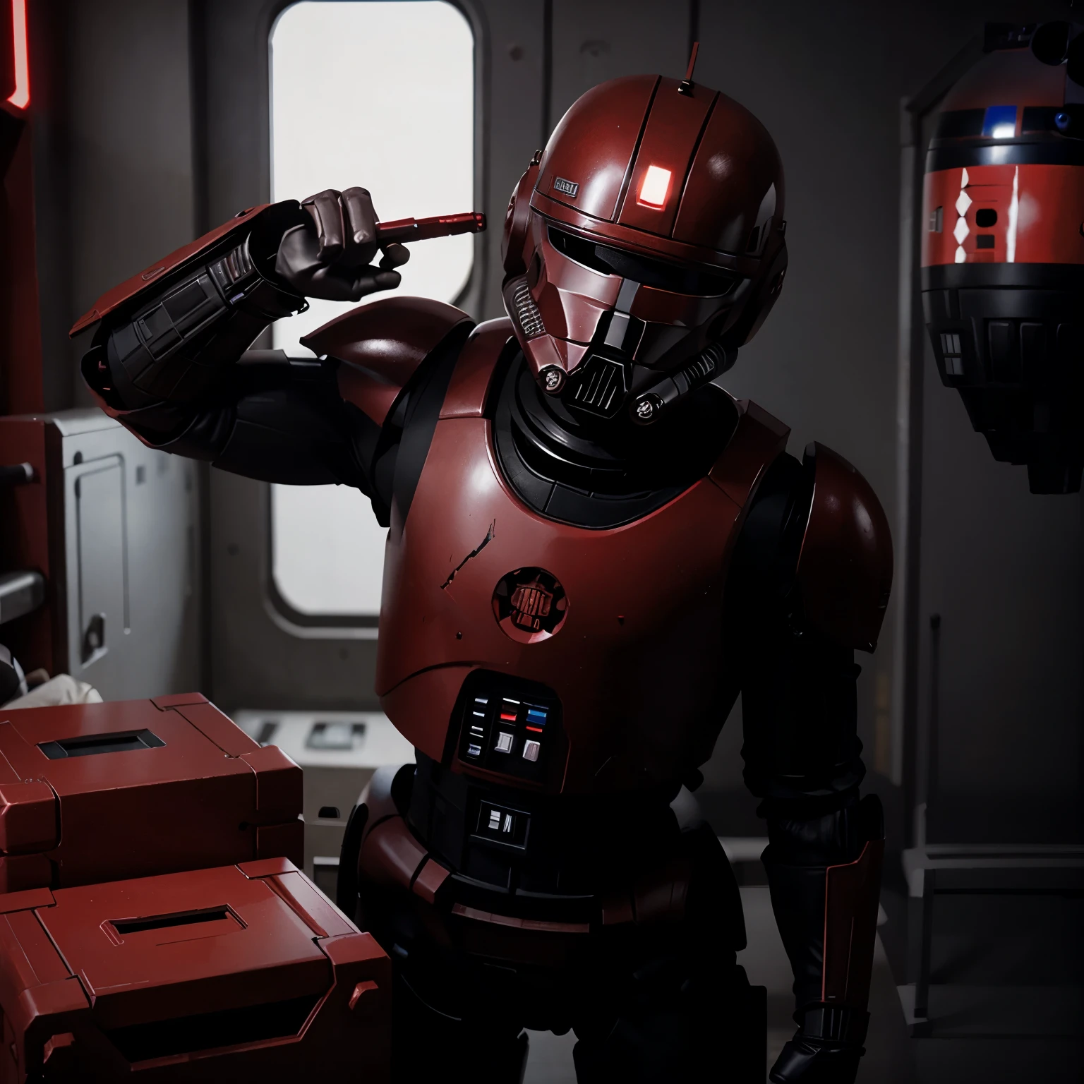 Red and black Commando droid form star wars