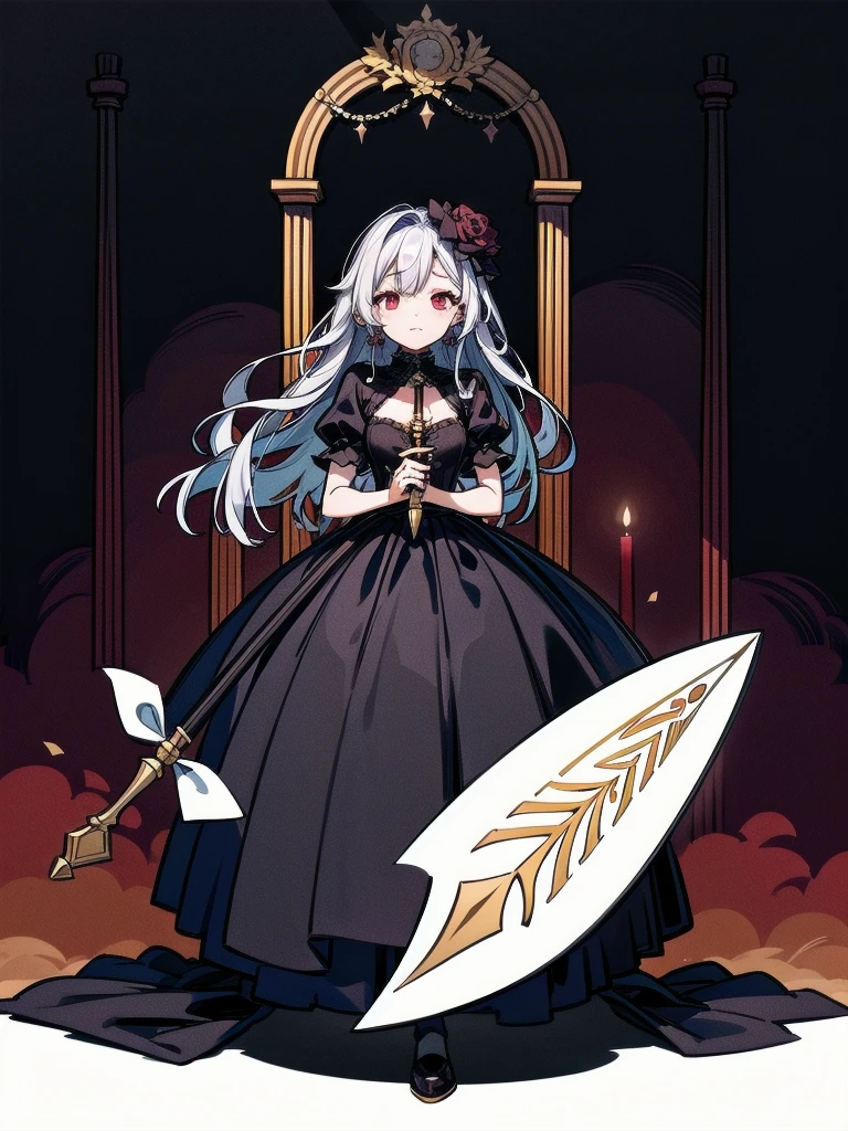 full body, (bloody huge axe), sickly, black dress, face veil, mansion, hall, absurdres, RAW photo, extremely delicate and beautiful, masterpiece, Best Quality, ultra high resolution, 32k, hyperrealistic, ultra-detailed description, pale skin, 20 years old, detailed beautiful face and eyes, tearful mole, earring, Colossal tits, short medium wavy hair,