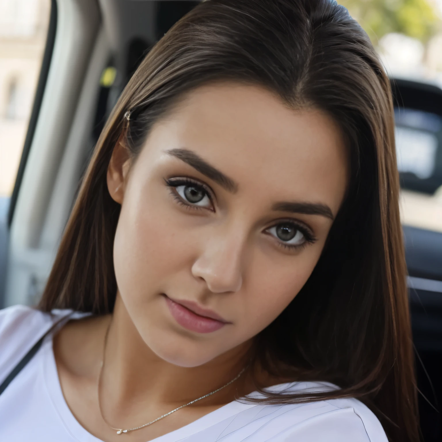 belle fille, 23 ans, cheveux longs, cheveux roses, yeux bleus, nez pointu, mince, portrait, hyper realism, Chemisier noir, dans la banque, corps entier visible avec tenu fashion, intense view towards the camera, mexico soccer clominceg, ville en fond , moteur reel 5, vraie photo. , realism, detailed