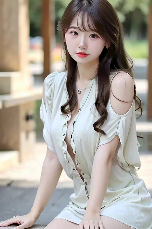 Cerano plan a woman with transparent dress, plain white transparent t-shirt, long wavy hair, bright avellana color eyes, bright amber eye, penetrating bright eyes, beautiful, Delicate Features, sweet, short curly girl with smooth brown hair, -ultra resolution 8k wavy from the middle there was lower, standing with the body - close-up photo - 8k