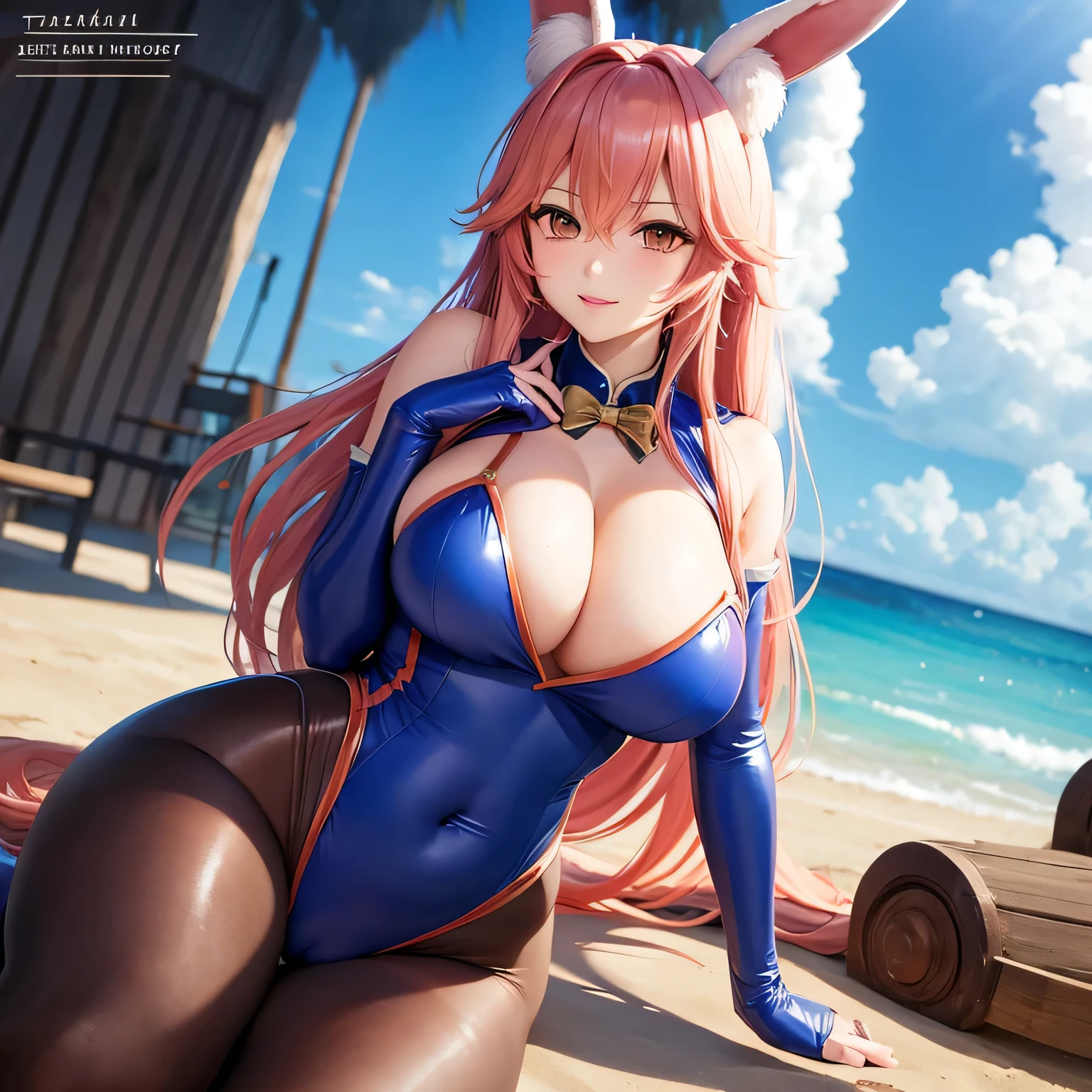 tamamo plump super breasts　Big waist　Bunny Suit　leotard