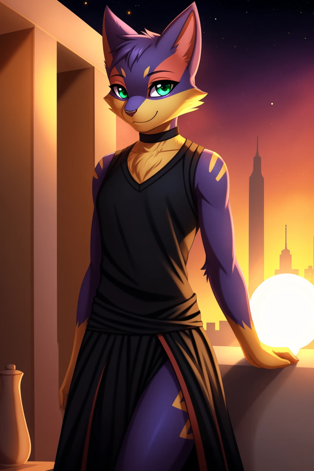 By zinfyuu on pixiv,by twistedscarlet60, uploaded on pixiv, by fluff-kevlar, (masterpiece), (best quality), (anthro furry:1.3, snout:1.2, anthro:1.3, furry:1.2, solo female:1.2), (extremely detailed:1.3), (Detailed eye part: White lens,green iris,black cornea), tall, slim body, sweet smile, wear Black tshirt and long skirt, liepard