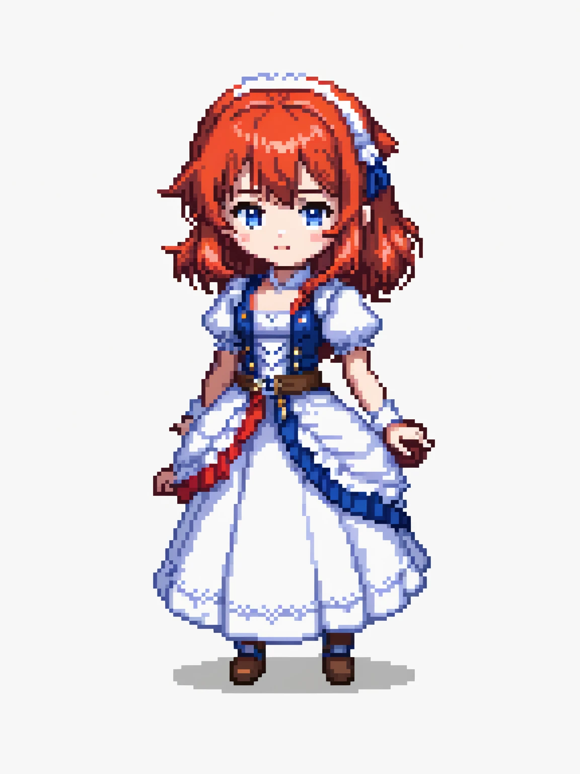 pixel art, france, character de jogo adulto, color white, roupa white, simple white background, game icon, 64 bit style