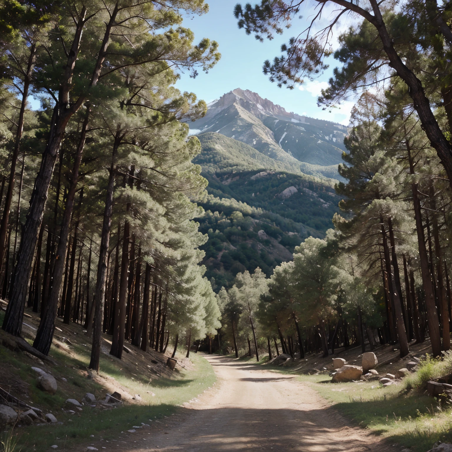 ((calidad)) bosque, mountain, pinos, 