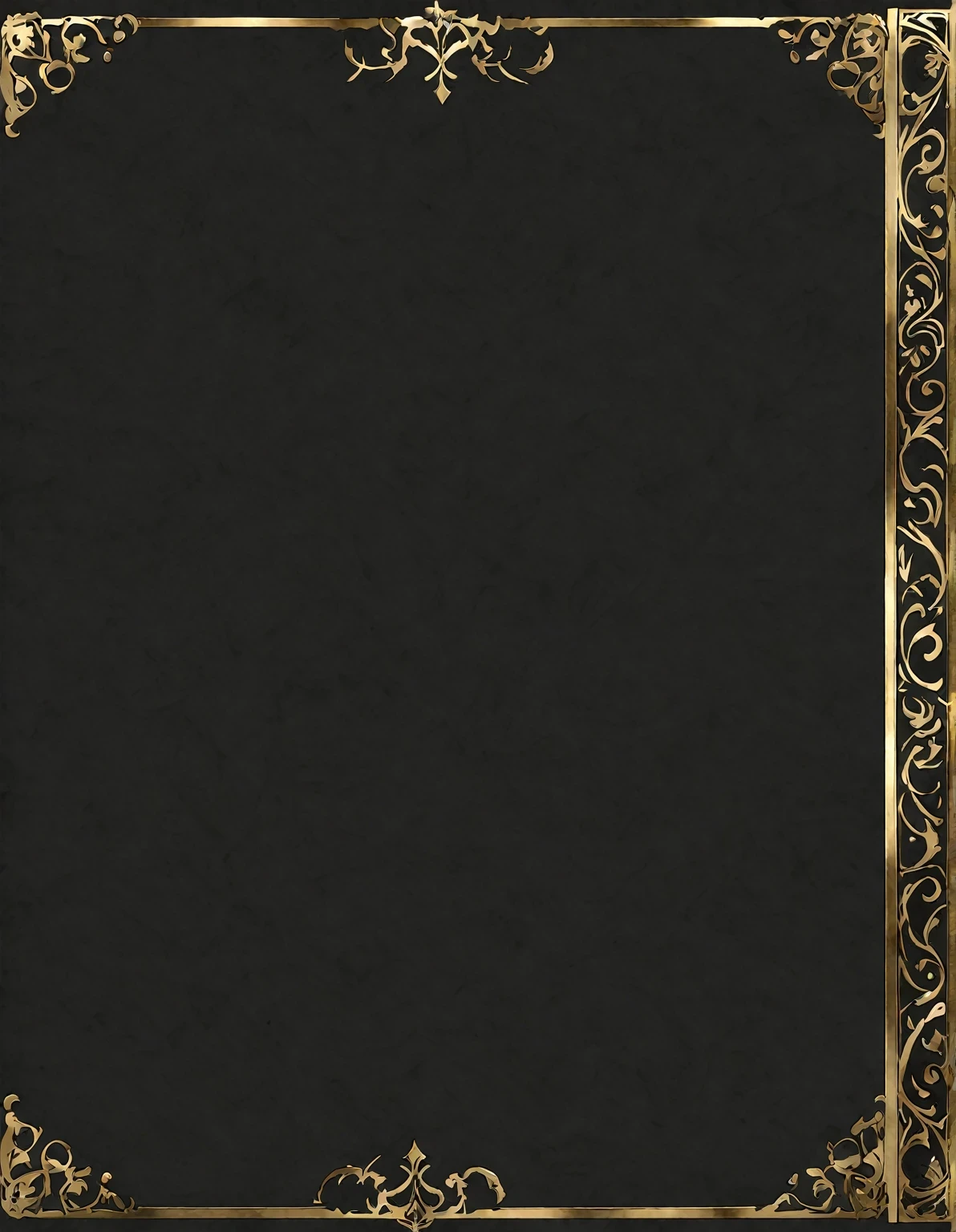 Blank illustrations for character sheets、black color,Gold trim