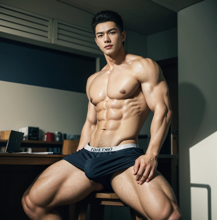 2 handsome chinese guy cuddling, romantic , manly,super realistic, tall, 20 years old,young baby face, strong sport body, sexy , detailed muscles, Inspired by Bian Shoumin, Inspired by Xiao Yuncong, yihao ren, yanjun cheng, jinyiwei, inspired by Huang Gongwang, xintong chen, wearing no shirt and shorts, naked big chest abs , big chest abs, white transparent boxer, see through cloth, super sexy,, Gorgeous wet transparent clothes,, short sleeves, thong, g string bikini, jockstrap, skiny wear, Wearing transparent underwear, big bulge, nice bulge shape,big juicy butts, bare butts, naked butts, long big dick masturbate, correct dick shape, open legs, Dark blue decorative clothing,yakuza male tattoo, handsome male,Highest resolution,Muscles look good,hairy body,Wheat complexion,blue eyes(thin eyes 1:3),whole body image, class room background, full detailed background, beautyfull clear light, look at the viewer , catching eyes, smirt smile,