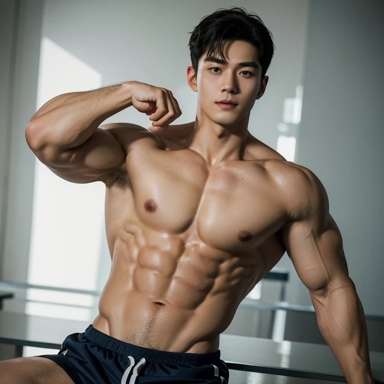 2 handsome chinese guy cuddling, romantic , manly,super realistic, tall, 20 years old,young baby face, strong sport body, sexy , detailed muscles, Inspired by Bian Shoumin, Inspired by Xiao Yuncong, yihao ren, yanjun cheng, jinyiwei, inspired by Huang Gongwang, xintong chen, wearing no shirt and shorts, naked big chest abs , big chest abs, white transparent boxer, see through cloth, super sexy,, Gorgeous wet transparent clothes,, short sleeves, thong, g string bikini, jockstrap, skiny wear, Wearing transparent underwear, big bulge, nice bulge shape,big juicy butts, bare butts, naked butts, naked body, long big dick masturbate, correct dick shape, open legs, Dark blue decorative clothing,yakuza male tattoo, handsome male,Highest resolution,Muscles look good,hairy body,Wheat complexion,blue eyes(thin eyes 1:3),whole body image, class room background, full detailed background, beautyfull clear light, look at the viewer , catching eyes, smirt smile