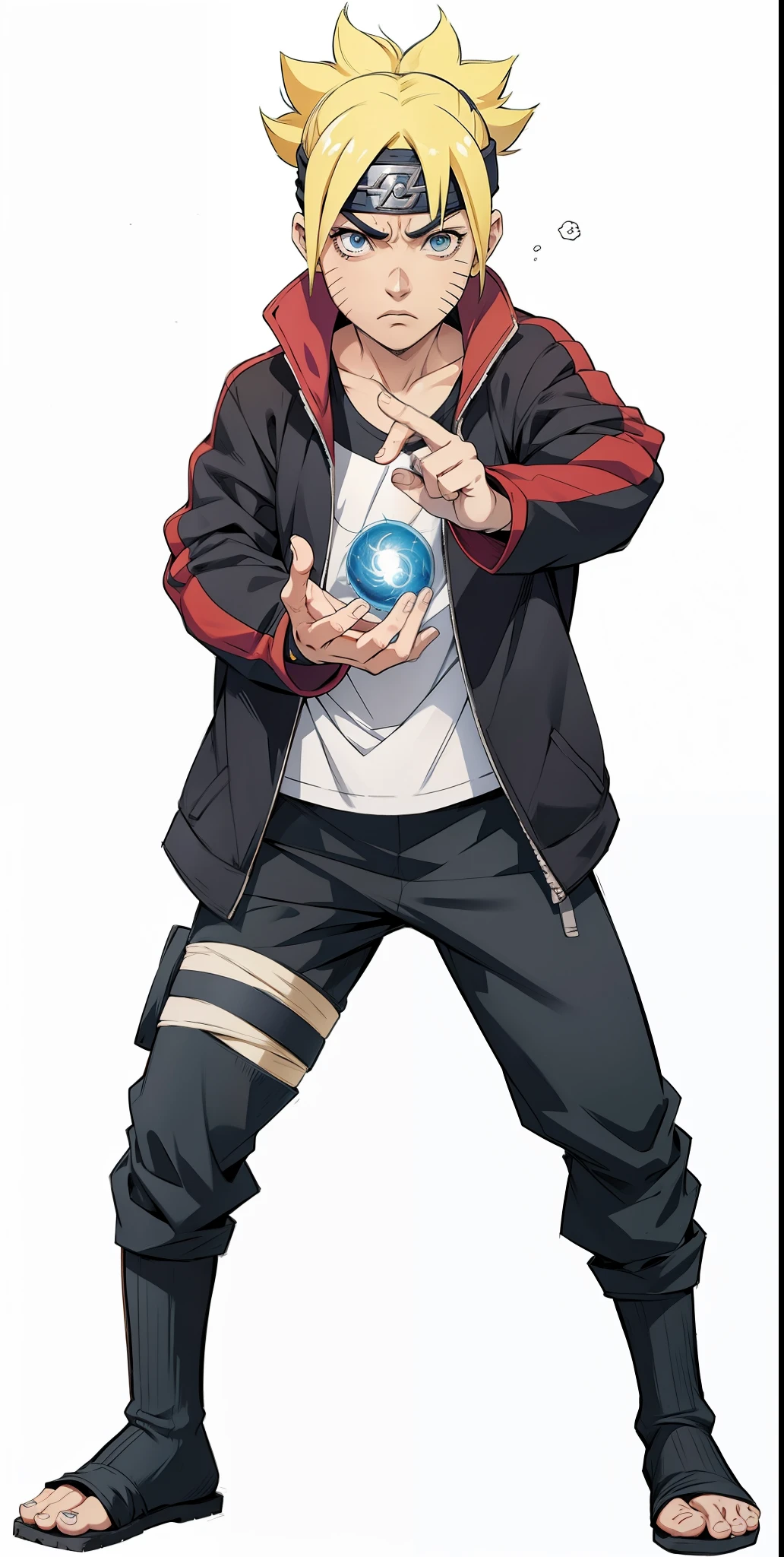 Boruto, extremamente realista, muito bonito, roupas realista, detalhado, 8k, fitness, bola de energia, Rasengan