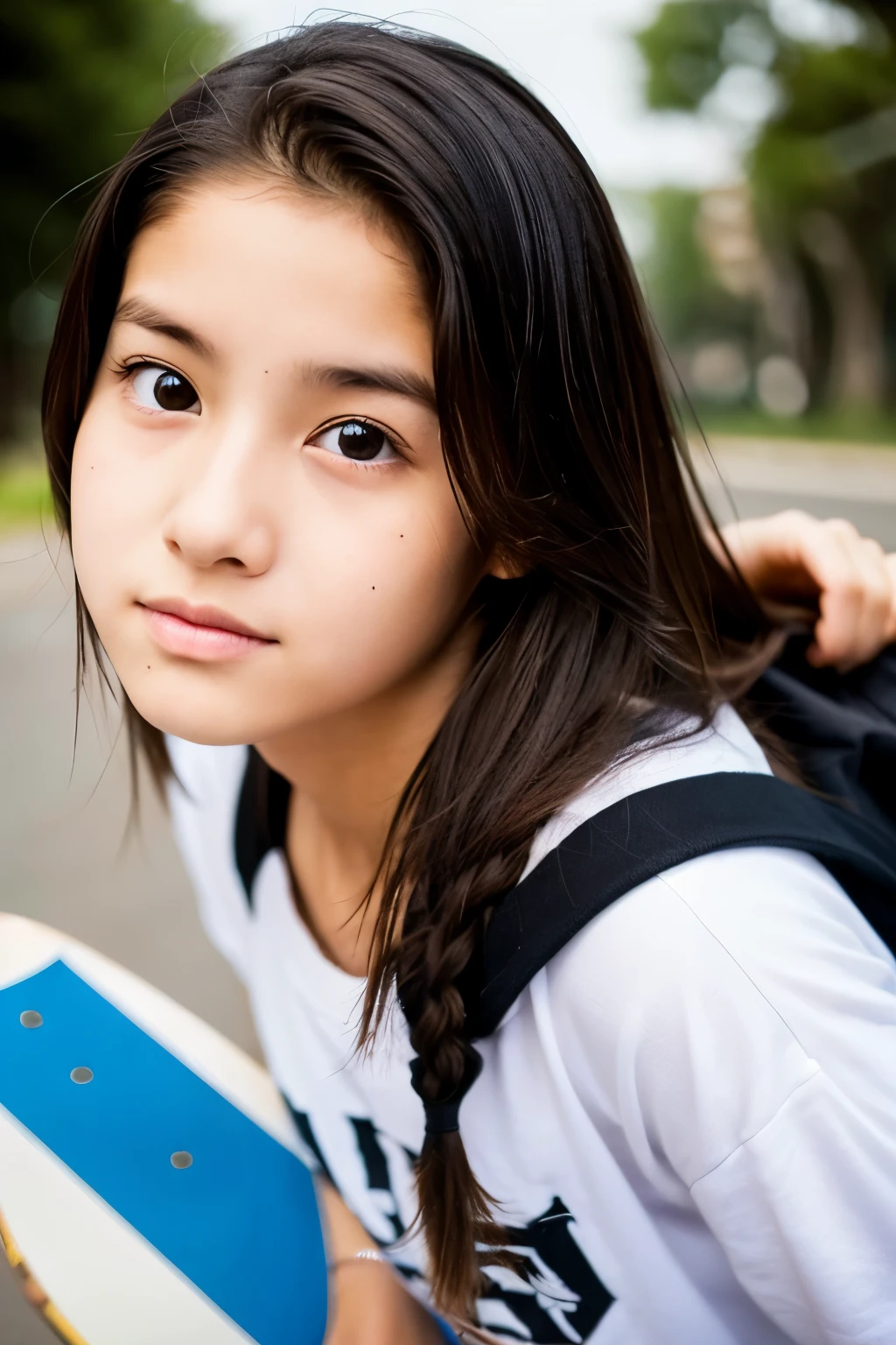 13 years old、Skateboarding、Women、Beautiful eyes、beautiful、Nice face、