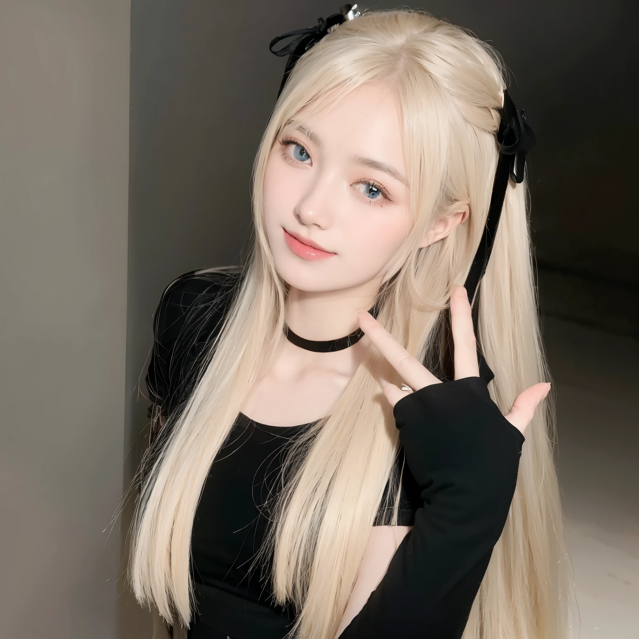 Long straight blond hair,Natural and beautiful hair,The background is simple and clean