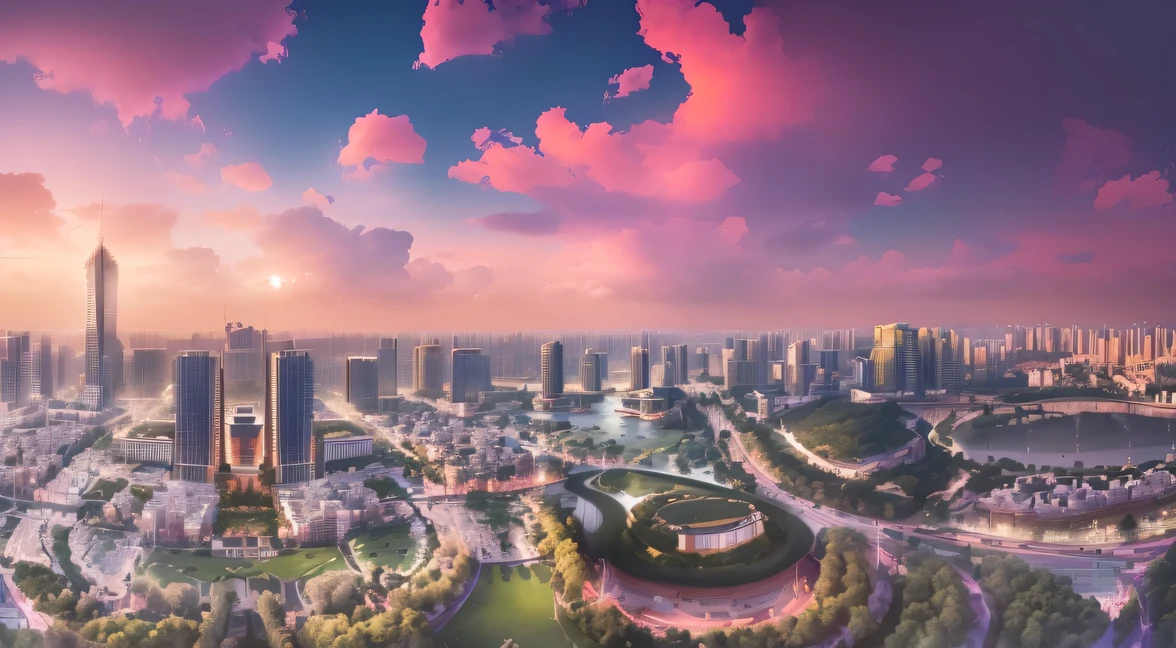 araful view of a city with a river and a park, Shenzhen, Hangzhou, super wide view of a cityscape, Beijing, drone view of a city, above view, city panoramic, aerial view of a city, wide view, Baotou China, Shoot from the top wide angle, panoramic, wide long view, bird's eye view of a city, view