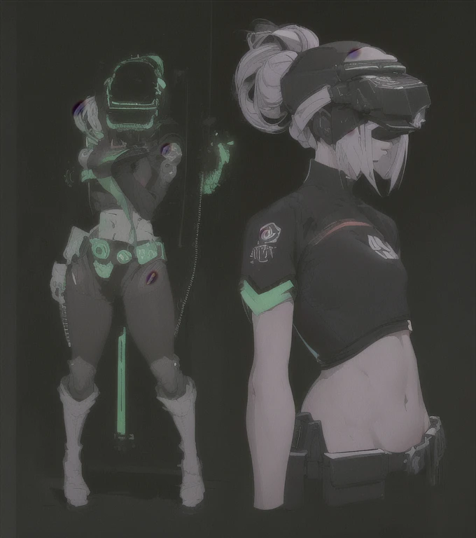 ((La mejor calidad)), ((obra maestra)), (muy detallado:1.3), ..............3D, Beautiful (cyberpunk:1.3) Mujer hacker, peinado corto,pelo corto, Volver al visor, cabello grueso, Terminal de ordenador operativo, Pantalla montada en la cabeza, computer server, Pantalla LCD, fiber optic cable, Logotipo de la empresa, HDR (High Dymanic Range), Trazado de rayos, NVIDIA RTX, Super resolution, Irreal 5, Subsoil Scatter, Textura PBR, Post-procesamiento, Anisotropic filtering, profundidad de campo, maximum sharpness and sharpness, Texturas multicapa, Albedo y Highlight Maps, Sombreado de superficies, Accurate simulation of light-material interactions, proporciones perfectas, Renderizado de octanaje, duotone lighting, ISO bajo, balance de blancos, Regla de los tercios, amplia apertura, 8K RAW, efficient sub-pixels, sub-pixel convolution, glow particles, dynamic pose