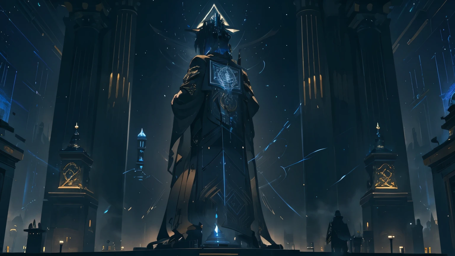 A robot call number 8461, cuts a tall and imposing figure. He prefers donning ancient-style robes adorned with mystical runes and intricate patterns, evoking a sense of magic. He seems to belong to a mysterious ancient era, shrouded in enigma and lore. "Number 8461" exudes an aura of mystery and wisdom, often orchestrating events from behind the scenes.