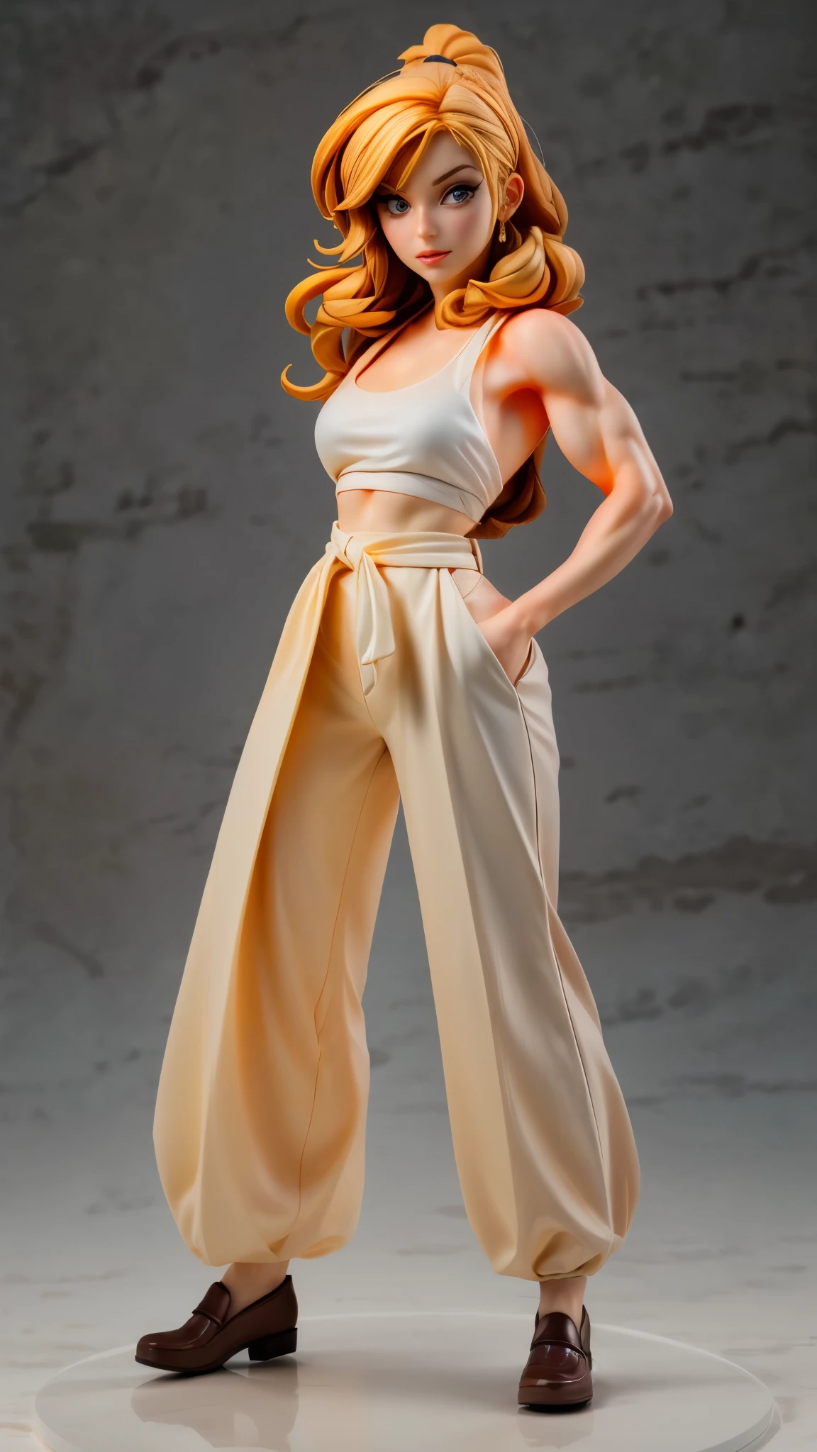 (best quality,4k,8k,highres,masterpiece:1.2),ultra-detailed, An action figure of a Amazonian Readhead, Viking Princess, laurenphillips, red hair, white seethru tanktop, brown pants, triumphant pose, -Muscular Female-, ((Fullbody-shot)) HDR, 8k, absurdres, cinestill 800, sharp focus, add_detail:2 (1woman, solo)