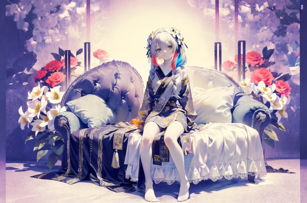 solo,1female\(chibi,cute,kawaii,age of 10,hair color white,braid hair,messy hair,eye color gray,big eyes,white skin,(monochrome:1.2),droop,(full body:1.8)\),background\((many beautiful flowers and petal:1.4),(colorful:1.6),messy tiny room\),double exposure, BREAK ,
quality\(8k,wallpaper of extremely detailed CG unit, masterpiece,high resolution,top-quality,top-quality real texture skin,hyper realisitic,increase the resolution,RAW photos,best qualtiy,highly detailed,the wallpaper\)