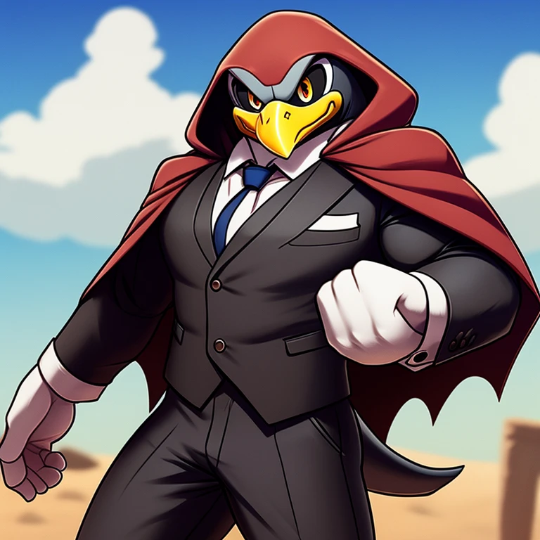 Albatross, male, beak, strong, muscular, suit and tie, cloak, mobian,