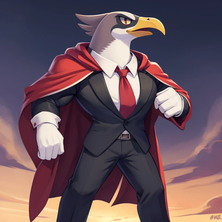 Albatross, male, beak, strong, muscular, suit and tie, cloak, mobian,